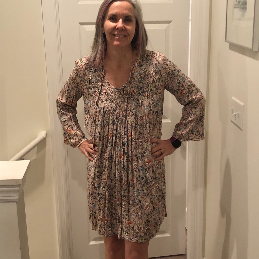 Dusty rose, floral tunic dress